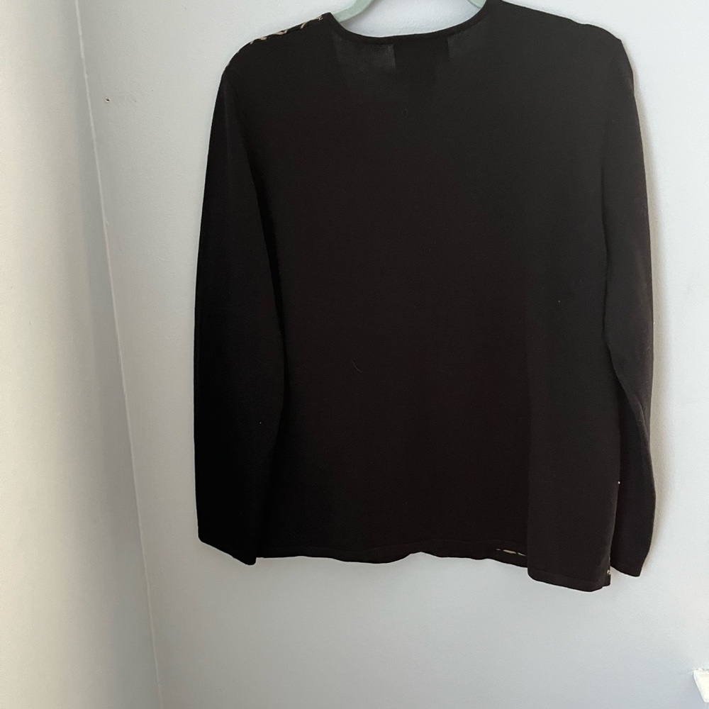 Requirements Black and Tan Cardigan‎ Sweater - Picture 2 of 11